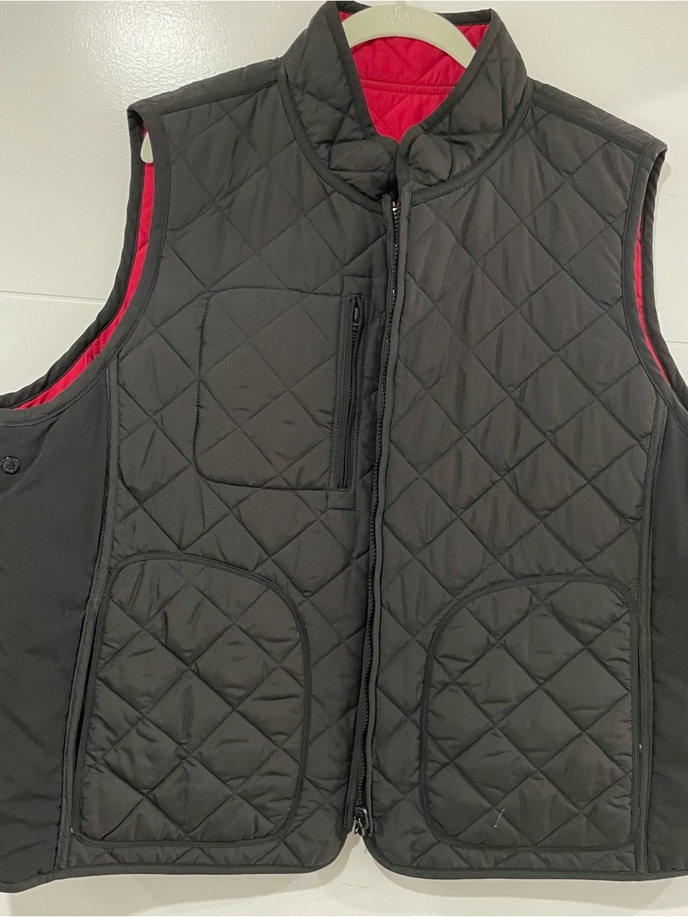 Lauren Ralph Lauren Black Quilted Vest with Red Lining